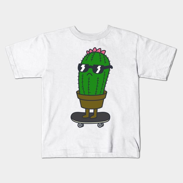 Cactus Skate Kids T-Shirt by rudypagnel